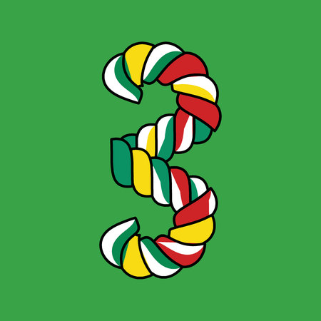 Three number decorative rope typography vector illustration.のイラスト素材