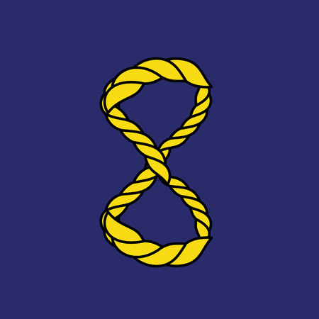Number eight made from rope on blue background.のイラスト素材