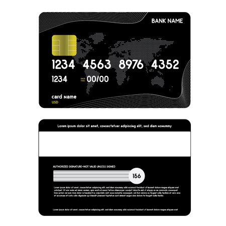 Realistic credit card front and back side view mock up.のイラスト素材
