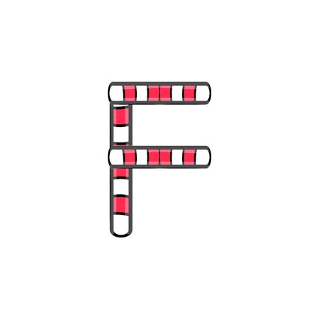 Red and white stripe candy cane letter F. Vectorのイラスト素材