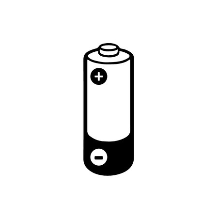 Simple illustrated battery icon with  charge isolated on white background.のイラスト素材