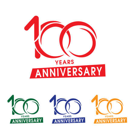 Vector isolated anniversary date   template for business company birthday icon design element. One hundred abstract sign. Happy jubilee, 100 years. 100th year.のイラスト素材