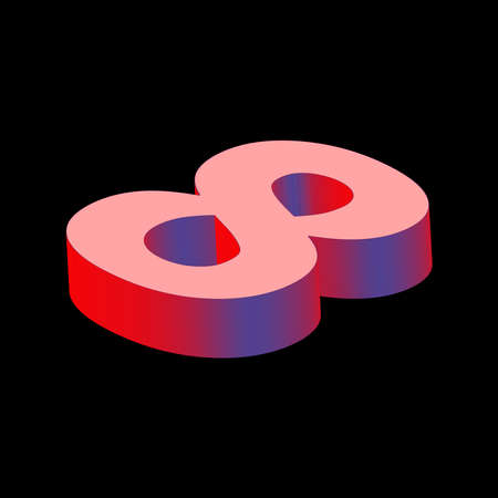 Isometric 3d number 8. Vector illustration. Black background