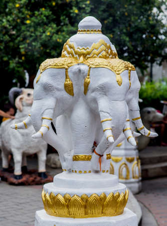 elephant sculpture in Thai plubic templeの写真素材