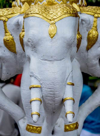 elephant sculpture in Thai plubic templeの写真素材
