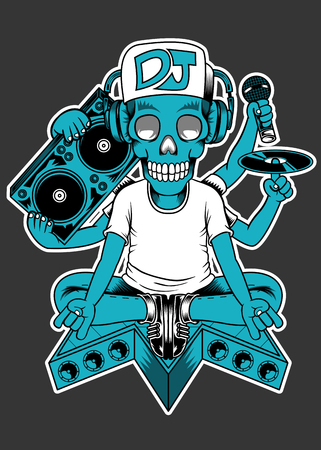 DJ Skullのイラスト素材
