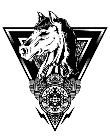 horse vector tattooのイラスト素材