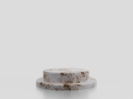 Minimalist simple marble cylinder podium or pedestal display with white color background for product presentation. 3d renderingの写真素材