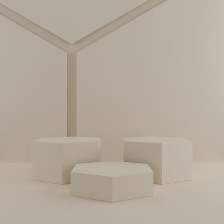 Minimal cylinder podium pedestal product display and presentation with pastel background 3d renderingの写真素材