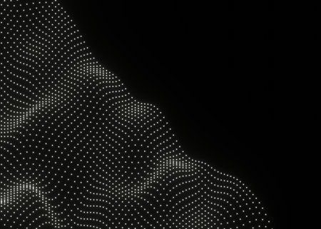 Abstract white background of points. Big data stream. digital particle wave background