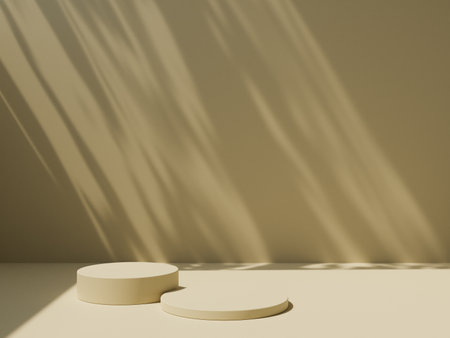 3D display podium pastel background with shadow. Nature minimal pedestal for beauty, cosmetic product presentation. Summer and spring copy space templateの写真素材