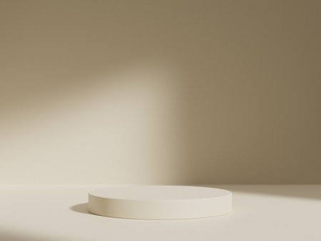 3d display product brown minimal scene with geometric podium platform. cylinder background 3d rendering with podium. stand for cosmetic products. Stage showcase on pedestal 3d brown studioの写真素材