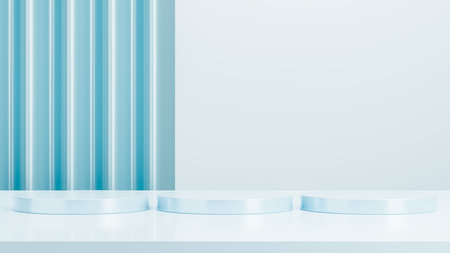 Empty round podium, modern pedestal and platform, stand stage, cylinder, round empty stages and podium 3d template for product presentationの写真素材