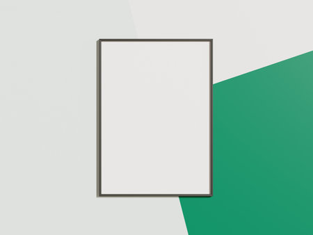 Minimal picture poster frame mockup on abstract wall wallpaperの写真素材