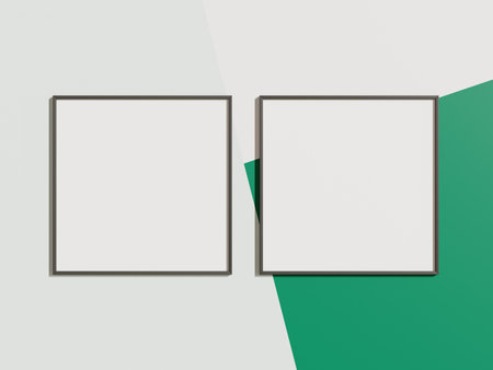 Minimal picture poster frame mockup on abstract wall wallpaperの写真素材