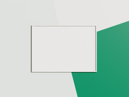 Minimal picture poster frame mockup on abstract wall wallpaperの写真素材