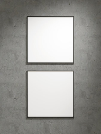 Photo frame mockup hanging on the wallの写真素材