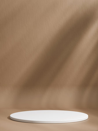 Minimalist brown background with 3d podium product display backgroundの写真素材