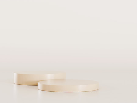 3d display product brown minimal scene with geometric podium platform. cylinder background 3d rendering with podium. stand for cosmetic products. Stage showcase on pedestal 3d brown studioの写真素材