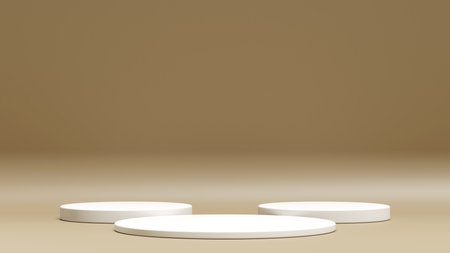 3d display product brown minimal scene with geometric podium platform. cylinder background 3d rendering with podium. stand for cosmetic products. Stage showcase on pedestal 3d brown studioの写真素材