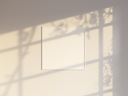 Mockup poster frame in modern interior background with summer sunlight