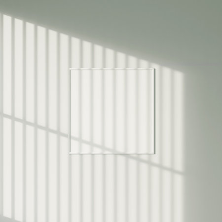 Mockup poster frame mockup hanging on the wall with natural shadowの写真素材