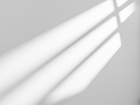 Gray window shadow and light blur abstract background on white wall.