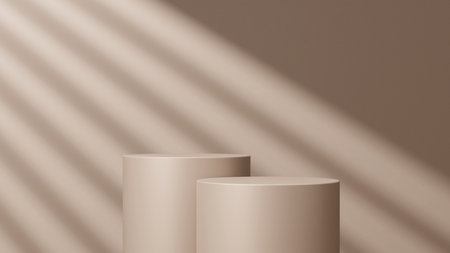 3d display product brown minimal scene with geometric podium platform. cylinder background 3d rendering with podium. stand for cosmetic products.の写真素材