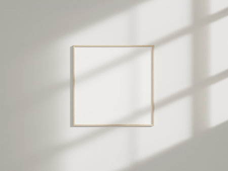 Minimal picture poster frame mockup on white wallの写真素材