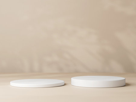 Set of cylinder pedestal podium display, Empty room background. Abstract modern rendering 3d shape for products display presentation.の写真素材