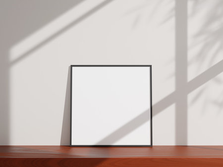 Minimal picture poster frame mockup on the tableの写真素材