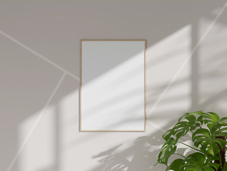 Empty framed canvas for mockups and art illustrationの写真素材