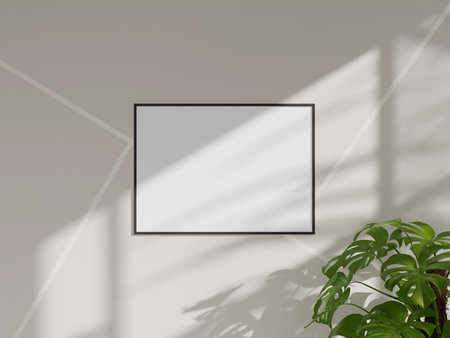 Empty framed canvas for mockups and art illustrationの写真素材