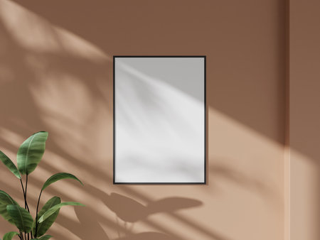 Empty framed canvas for mockups and art illustrationの写真素材