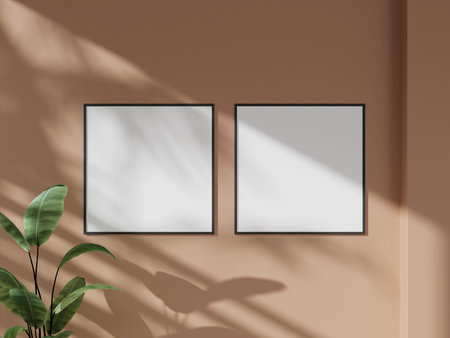 Empty framed canvas for mockups and art illustrationの写真素材