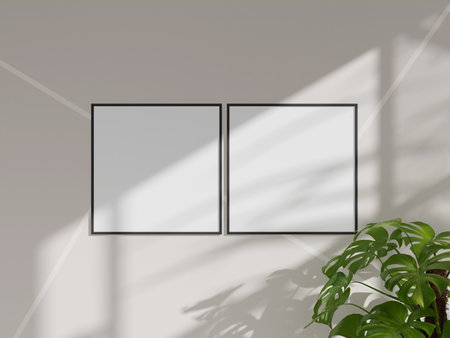 Empty framed canvas for mockups and art illustrationの写真素材