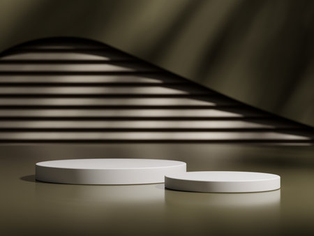 3d display product minimal scene with geometric podium platform. cylinder background 3d rendering with podium. stand for cosmetic products. Stage showcase on pedestal 3d studioの写真素材