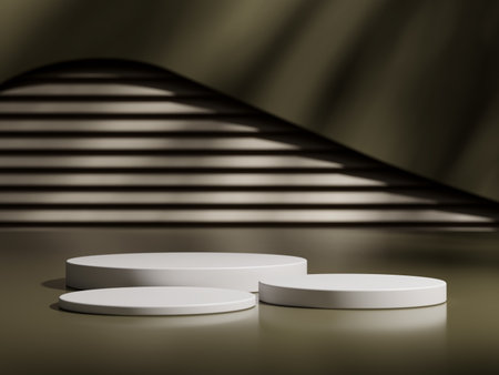 3d display product minimal scene with geometric podium platform. cylinder background 3d rendering with podium. stand for cosmetic products. Stage showcase on pedestal 3d studioの写真素材