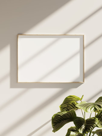Empty framed canvas for mockups and art illustrationsの写真素材