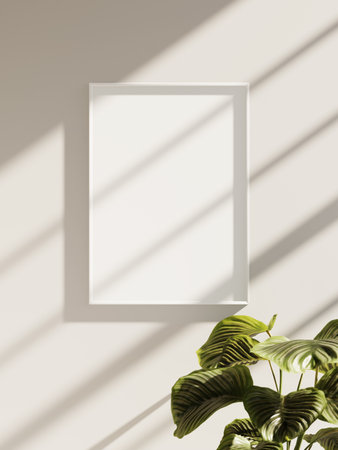 Empty framed canvas for mockups and art illustrationsの写真素材