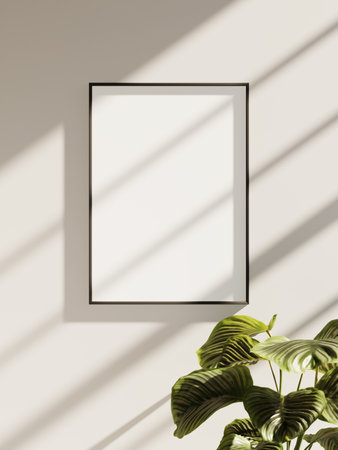 Empty framed canvas for mockups and art illustrationsの写真素材