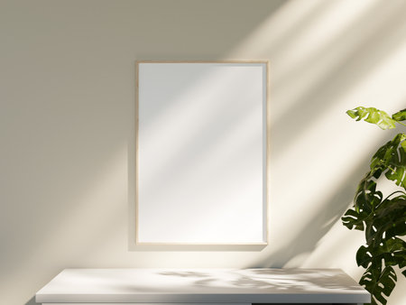 Empty framed canvas for mockups and art illustrationsの写真素材