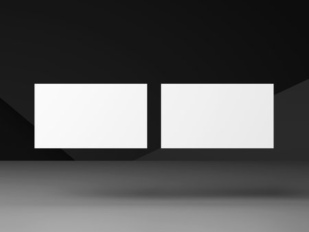 Business card on black backgroundの写真素材