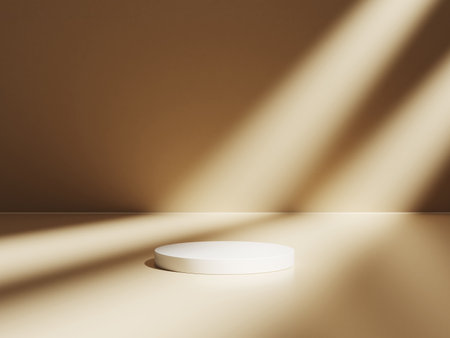 Luxury podium presentation on 3d product display background with abstract brown elegant pedestal showcase or empty stand and premium stage studio cosmetic template.の写真素材