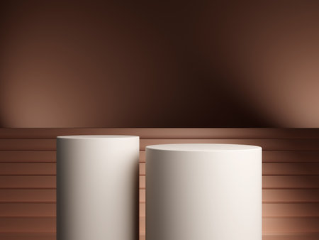 Luxury podium presentation on 3d product display background with abstract brown elegant pedestal showcase or empty stand and premium stage studio cosmetic template.の写真素材