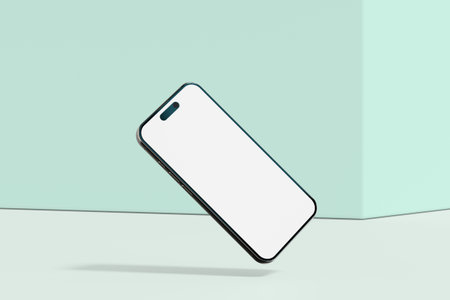 Realistic smartphone mockup. Mobile phone with isolated on white background. Device front view. 3D...