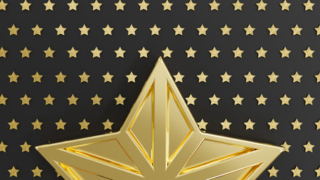 Golden 3d stars pattern on black background