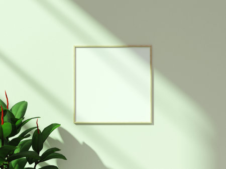 mock up poster frame in modern interior background, gallery wall in green living room, Scandinavian Boho styleの写真素材