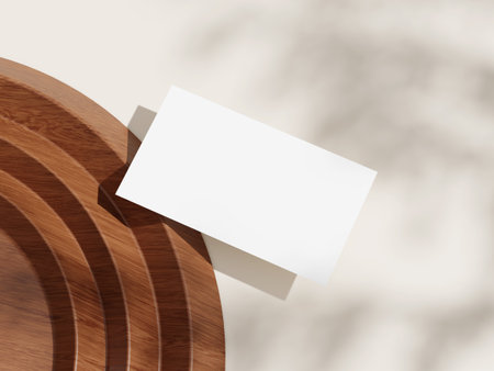 Contemporary Business Card Presentation on Woodの写真素材