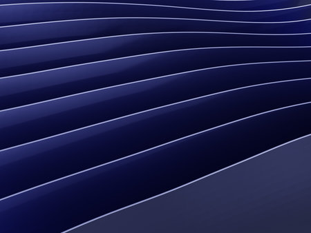 Glossy layered blue panels creating elegant geometric rhythmの写真素材